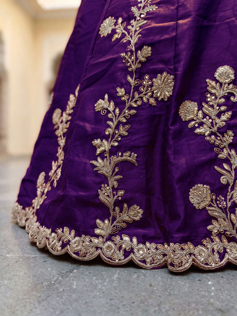 Fantastic Purple Thread Work Silk Reception Wear Lehenga Choli