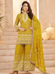 Graceful Yellow Embroidered Georgette Festival Wear Palazzo Suit