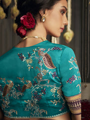 Fantastic Purple Silk Embroidered Reception Wear Saree With Blouse