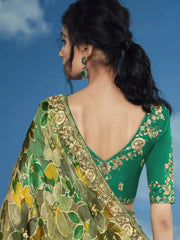 Winsome Yellow Sequins Brasso Event Wear Saree With Blouse