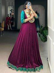 Fantastic Wine Zari Weaving Silk Function Wear Gown