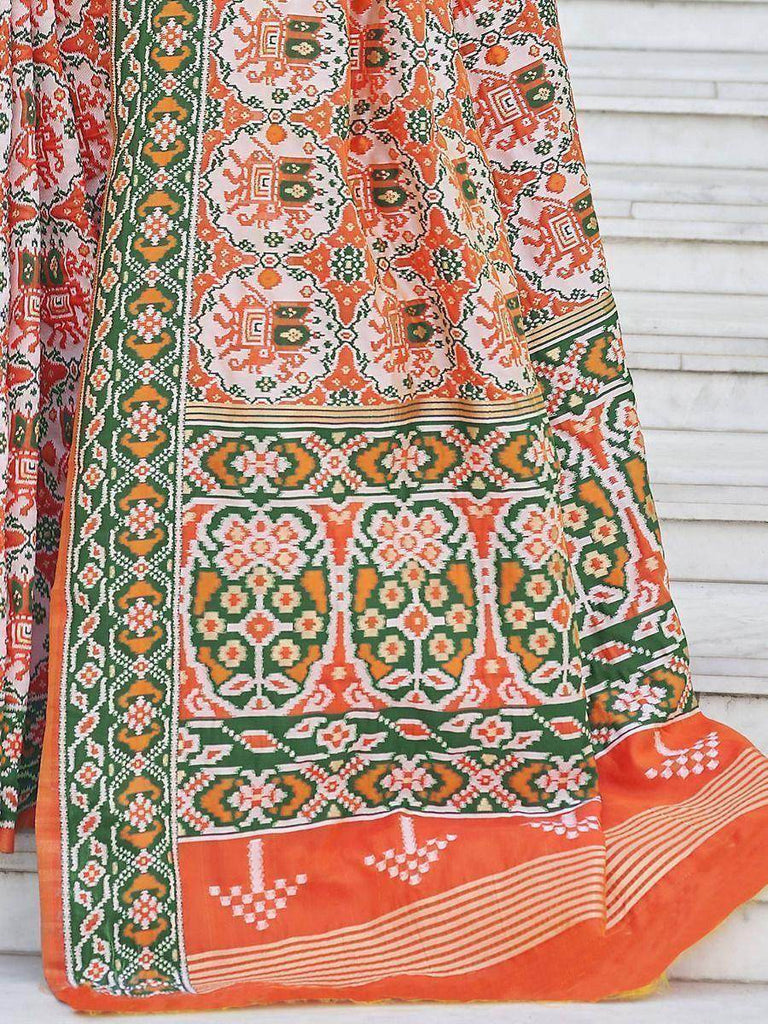 Arresting Orange Patola Silk Weaving Wedding Wear Saree For Women