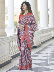 Glamorous White Patola Silk Weaving Wedding Wear Saree With Blouse