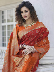 Extraordinary Red Zari Weaving Banarasi Silk Wedding Wear Saree