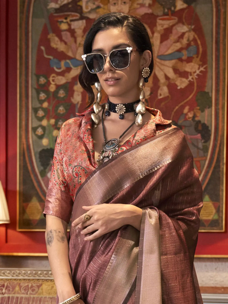 Enchanting Pink Handloom Weaving Festival Wear Saree With Blouse