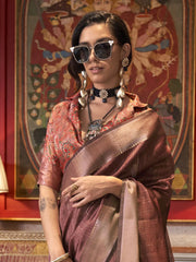 Enchanting Pink Handloom Weaving Festival Wear Saree With Blouse