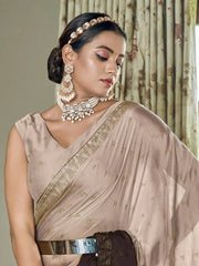 Brown Shaded Swarovski Work Silk Saree With Blouse