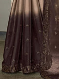Brown Shaded Swarovski Work Silk Saree With Blouse