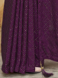 Phenomenal Dark Purple Fully Sequins Embroidered Party Wear Saree