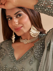 Marvelous Light Green Heavy Embroidered Net Party Wear Lehenga Choli