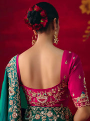 Impressive Green Embroidered Silk Wedding Wear Saree With Blouse