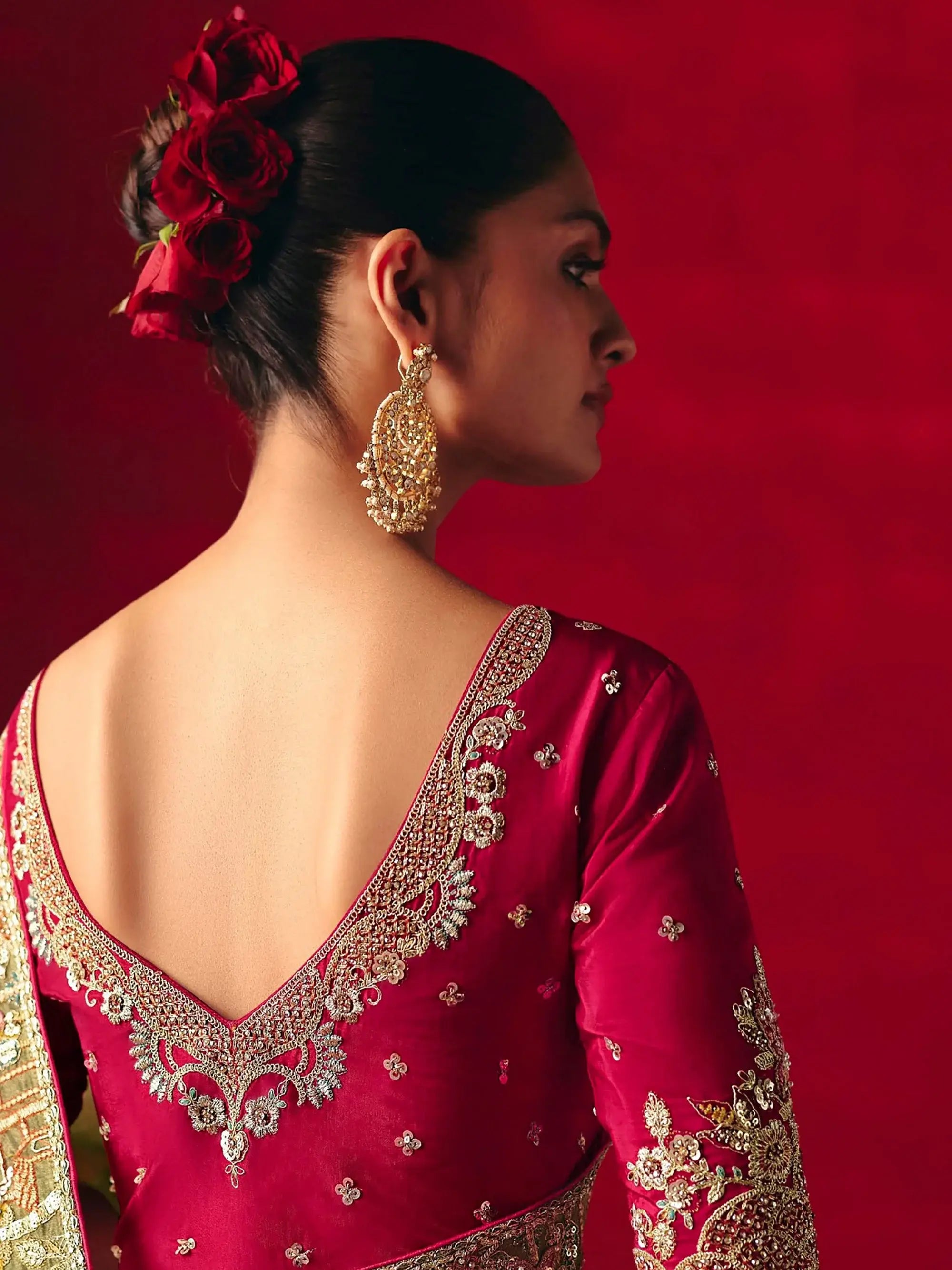 Lovely Green Embroidered Organza Wedding Wear Saree With Blouse