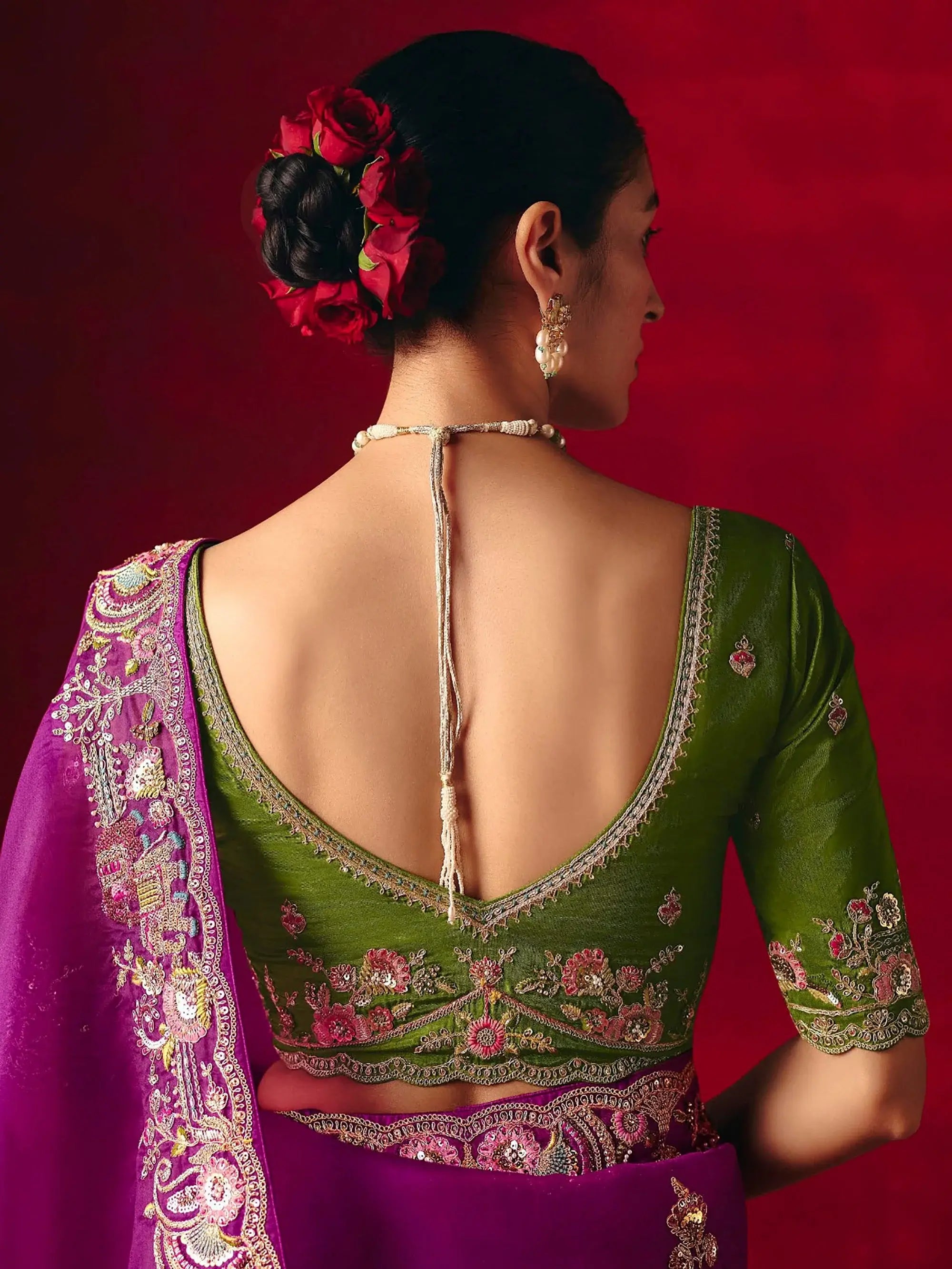 Gorgeous Purple Embroidered Silk Festive Wear Saree With Blouse