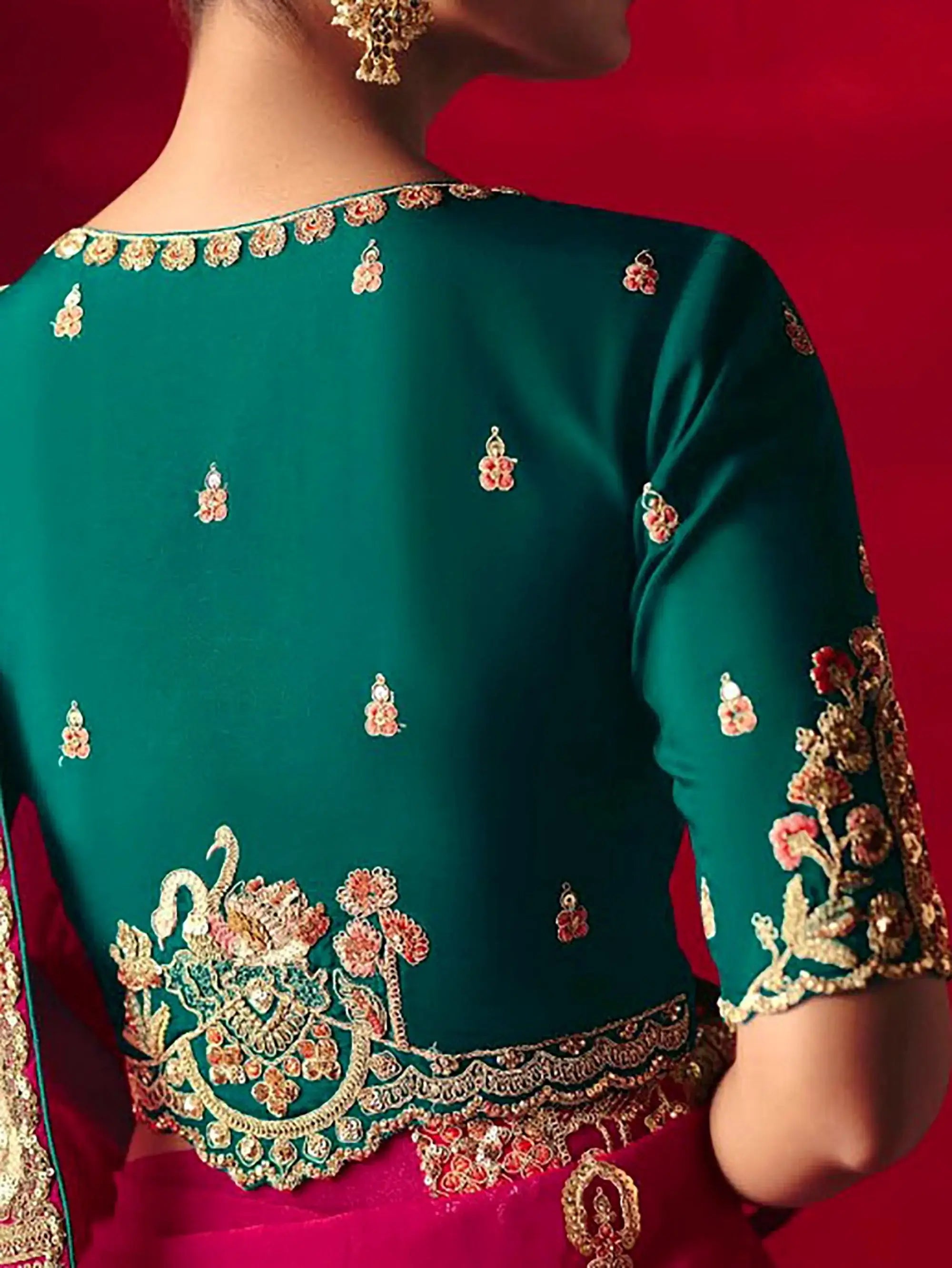 Graceful Pink Embroidered Silk Party Wear Saree With Blouse