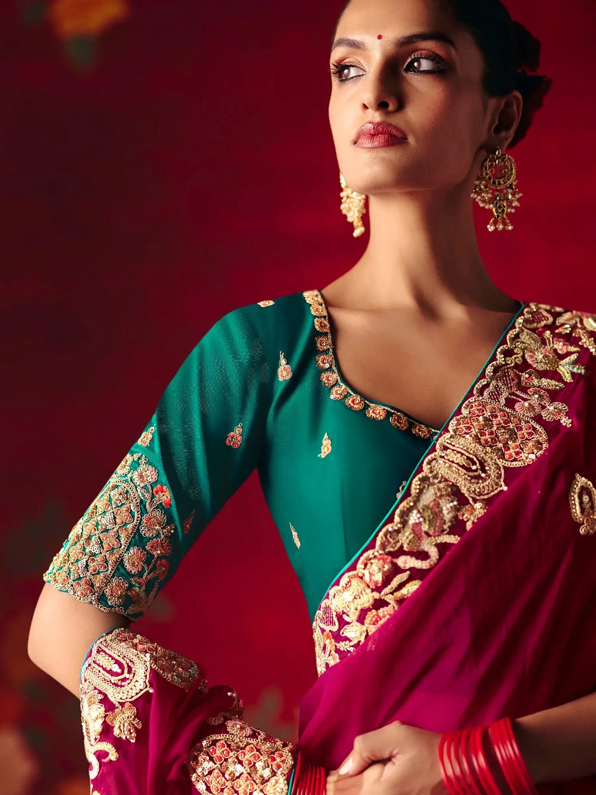 Graceful Pink Embroidered Silk Party Wear Saree With Blouse