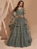 Marvelous Light Green Heavy Embroidered Net Party Wear Lehenga Choli