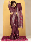 Lovely Maroon Printed Silk Festival Wear Saree With Blouse