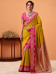 Amazing Yellow Zari Weaving Silk Engagement Wear Saree With Blouse