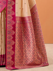 Stylish Cream Zari Weaving Silk Function Wear Saree With Blouse