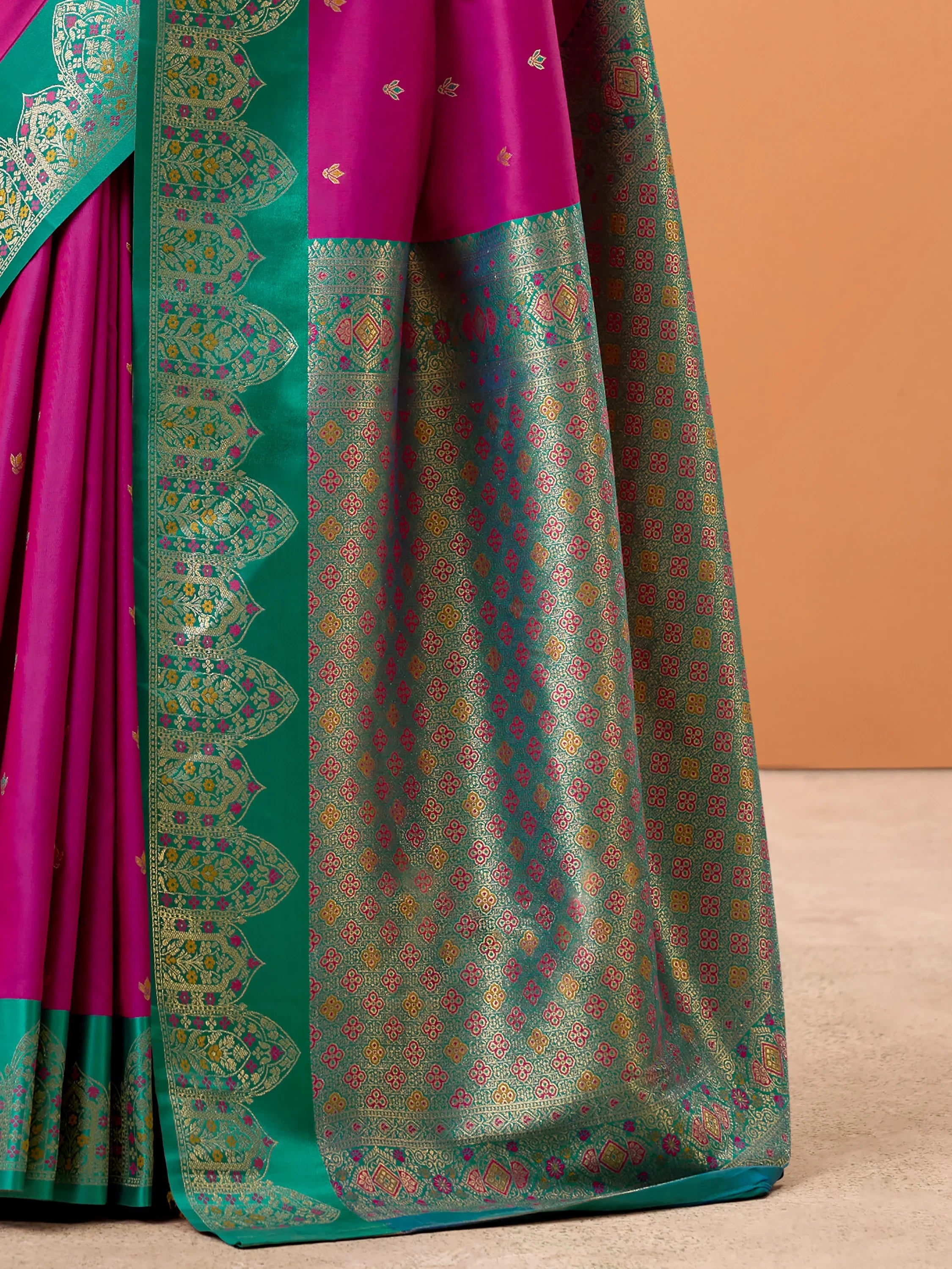 Pretty Purple Zari Weaving Silk Festival Wear Saree With Blouse