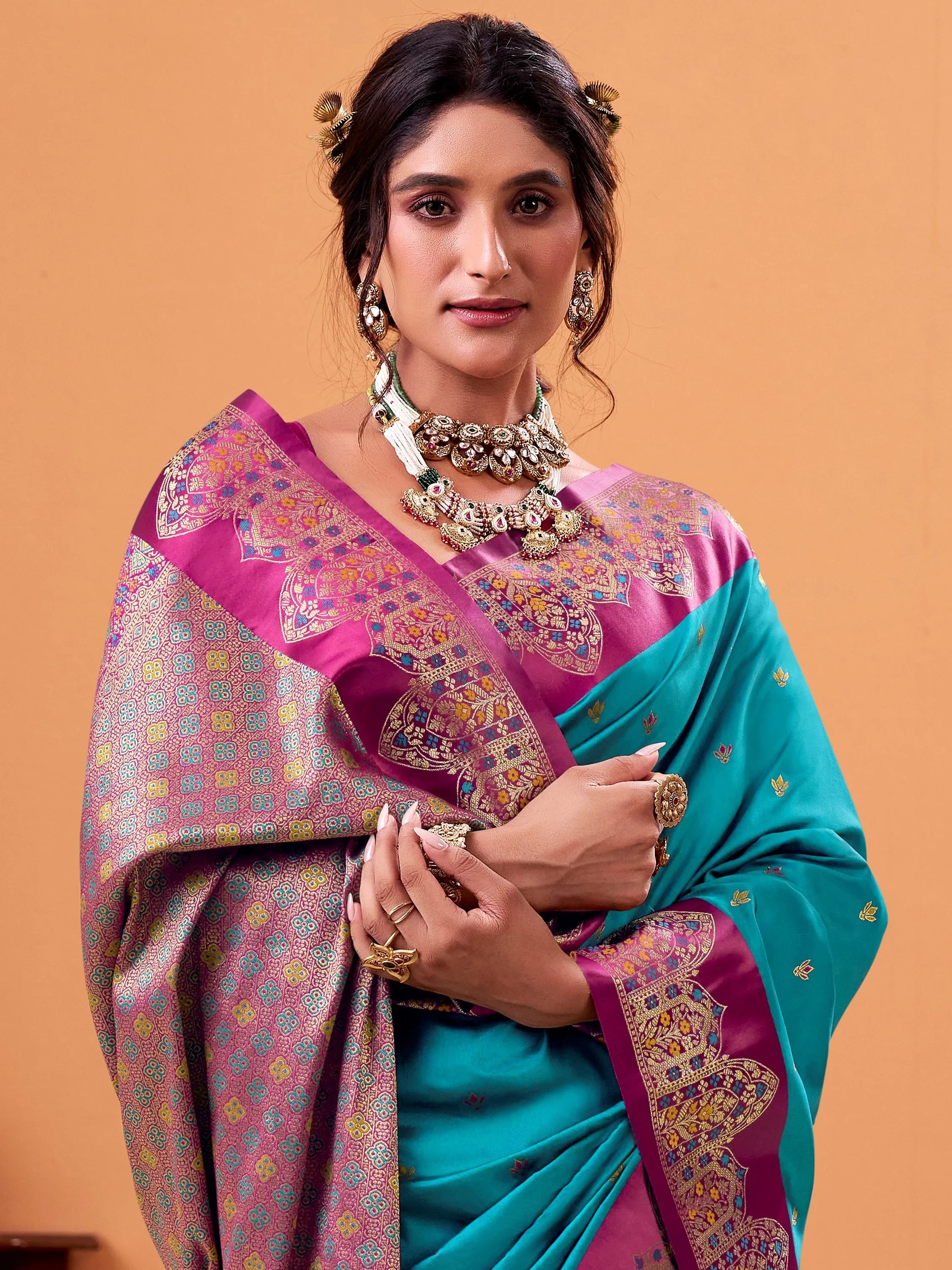 Charming Blue Zari Weaving Silk Function Wear Saree With Blouse