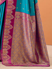 Charming Blue Zari Weaving Silk Function Wear Saree With Blouse