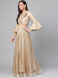 Golden Sequined Semi-Stitched Myntra Lehenga & Unstitched Blouse with Dupatta