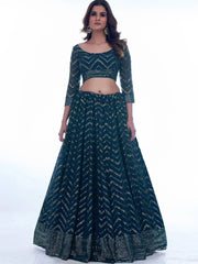 Adorable Rama Thread Embroidered Georgette Lehenga Choli