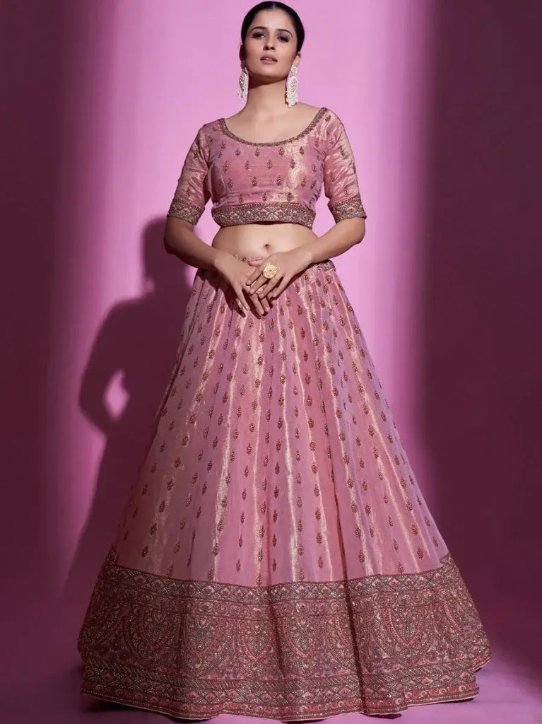 Charming Pink Thread Embroidered Gota Silk Lehenga Choli