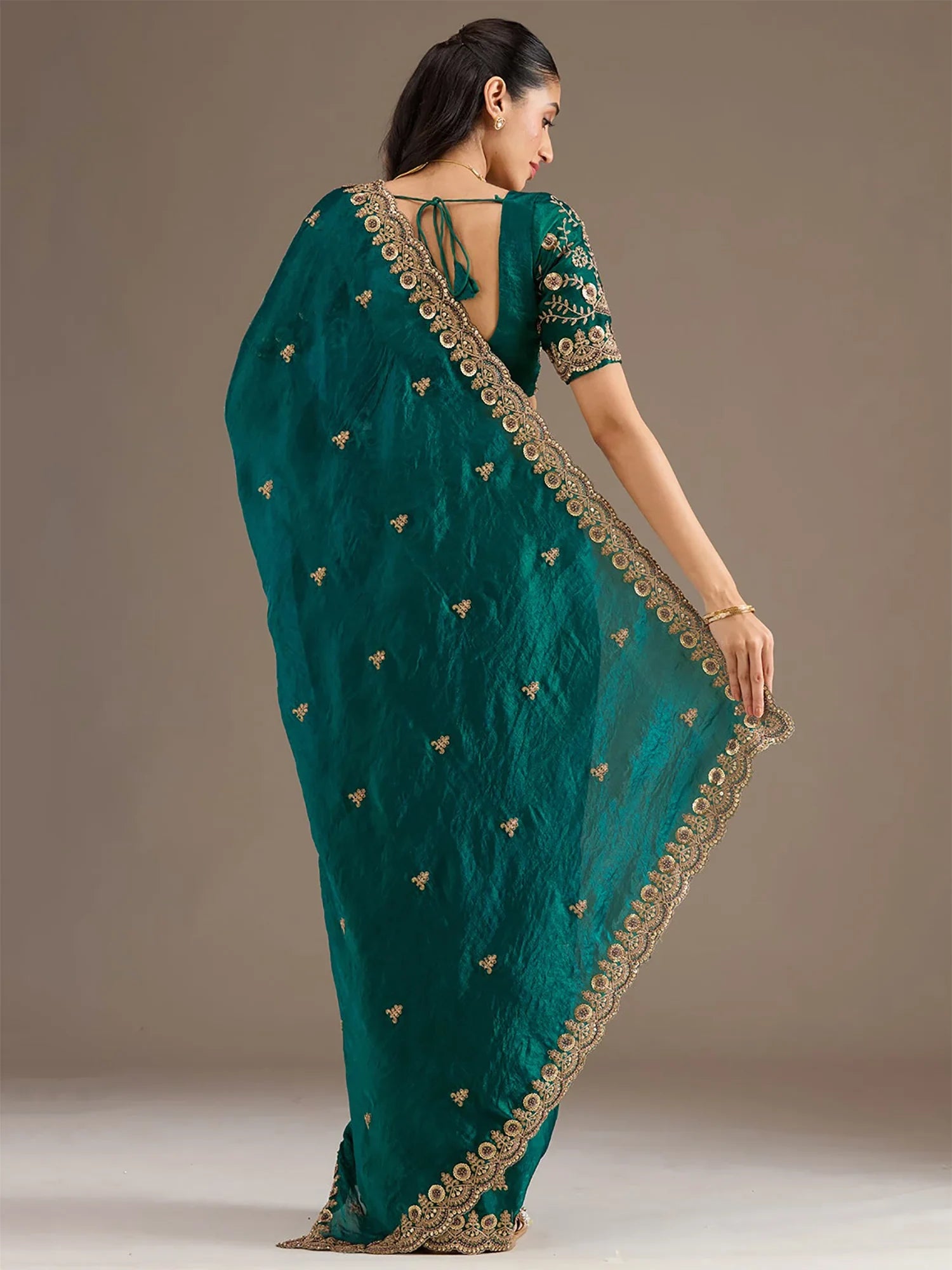 Charming Green Zari Embroidered Silk Reception Wear Saree With Blouse