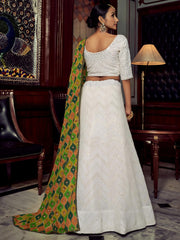 Wonderful White Sequins Georgette Sangeet Wear Lehenga Choli With Dupatta