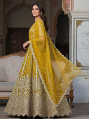 Incredible Yellow Zari Work Soft Net Bridesmaid Lehenga Choli