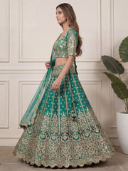 Beautiful Green Embroidered Soft Net Wedding Wear Lehenga Choli