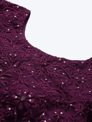 Elegant Purple Sequins Net Bridesmaid Lehenga Choli With Dupatta
