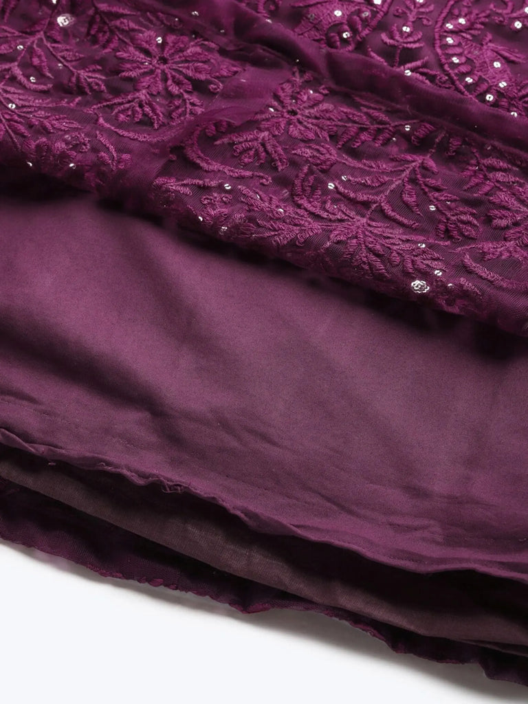 Elegant Purple Sequins Net Bridesmaid Lehenga Choli With Dupatta