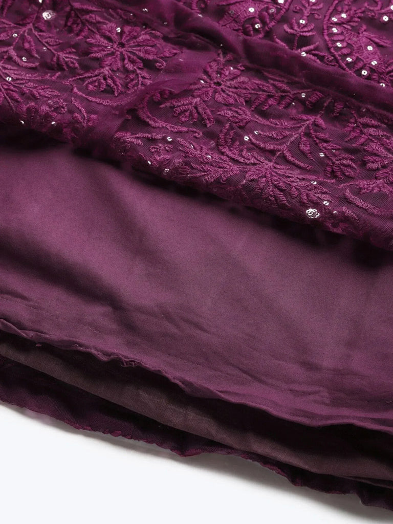 Elegant Purple Sequins Net Bridesmaid Lehenga Choli With Dupatta