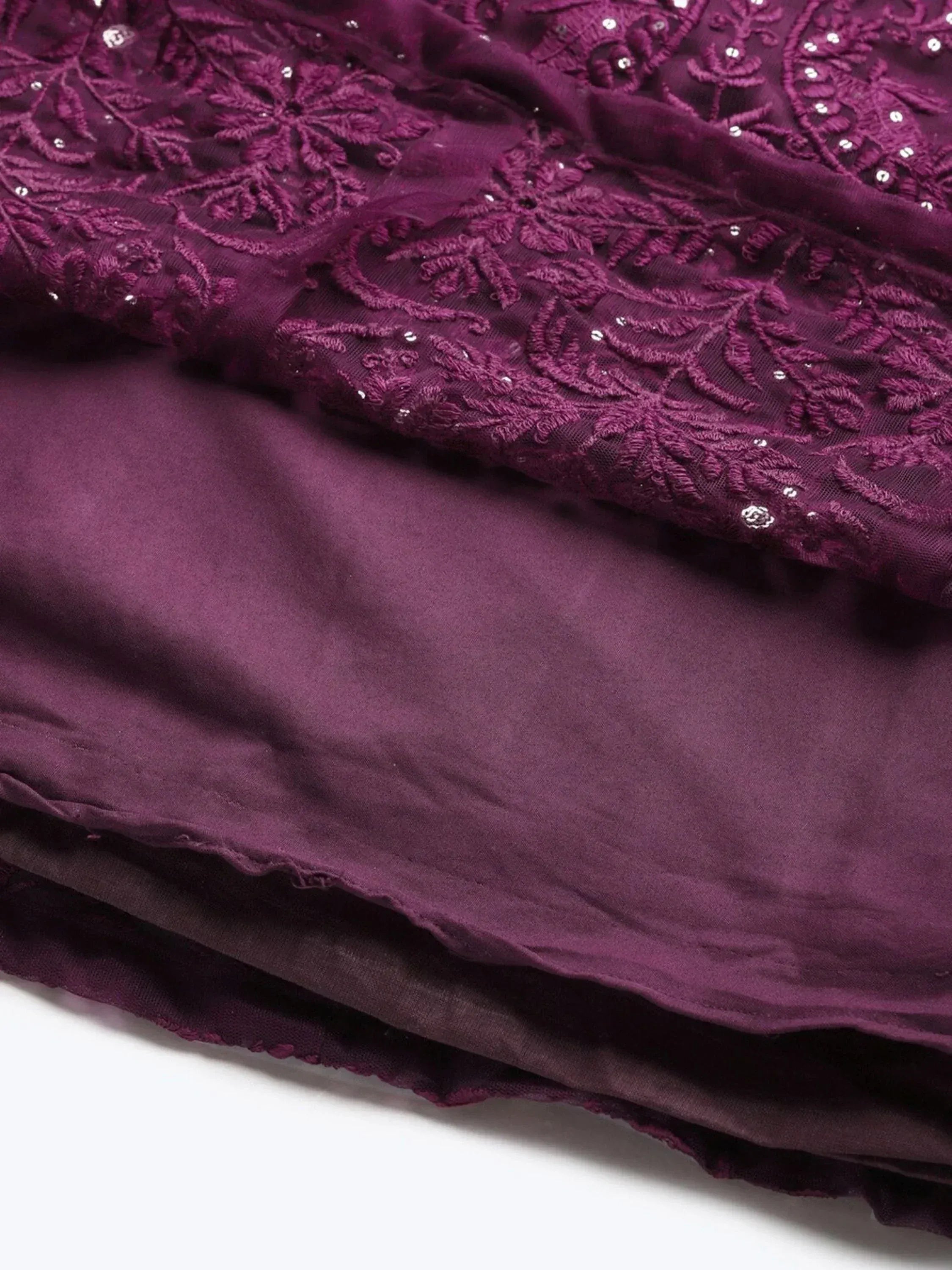 Elegant Purple Sequins Net Bridesmaid Lehenga Choli With Dupatta