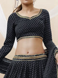 Wonderful Black Leheriya Printed Georgette Party Wear Lehenga Choli