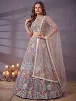 Fantastic Lavender Sequins Net Engagement Wear Lehenga Choli