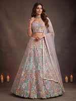 Dazzling Lavender Sequins Net Wedding Wear Lehenga Choli