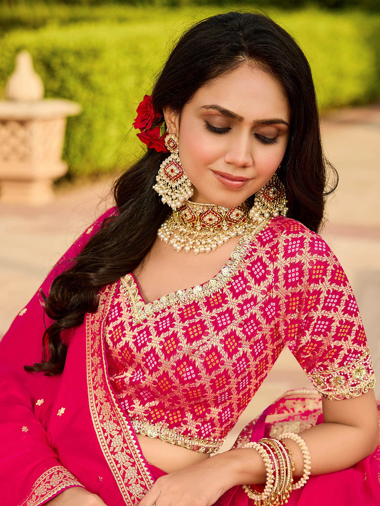 Incredible Pink Zari Weaving Silk Festive Wear Saree With Blouse