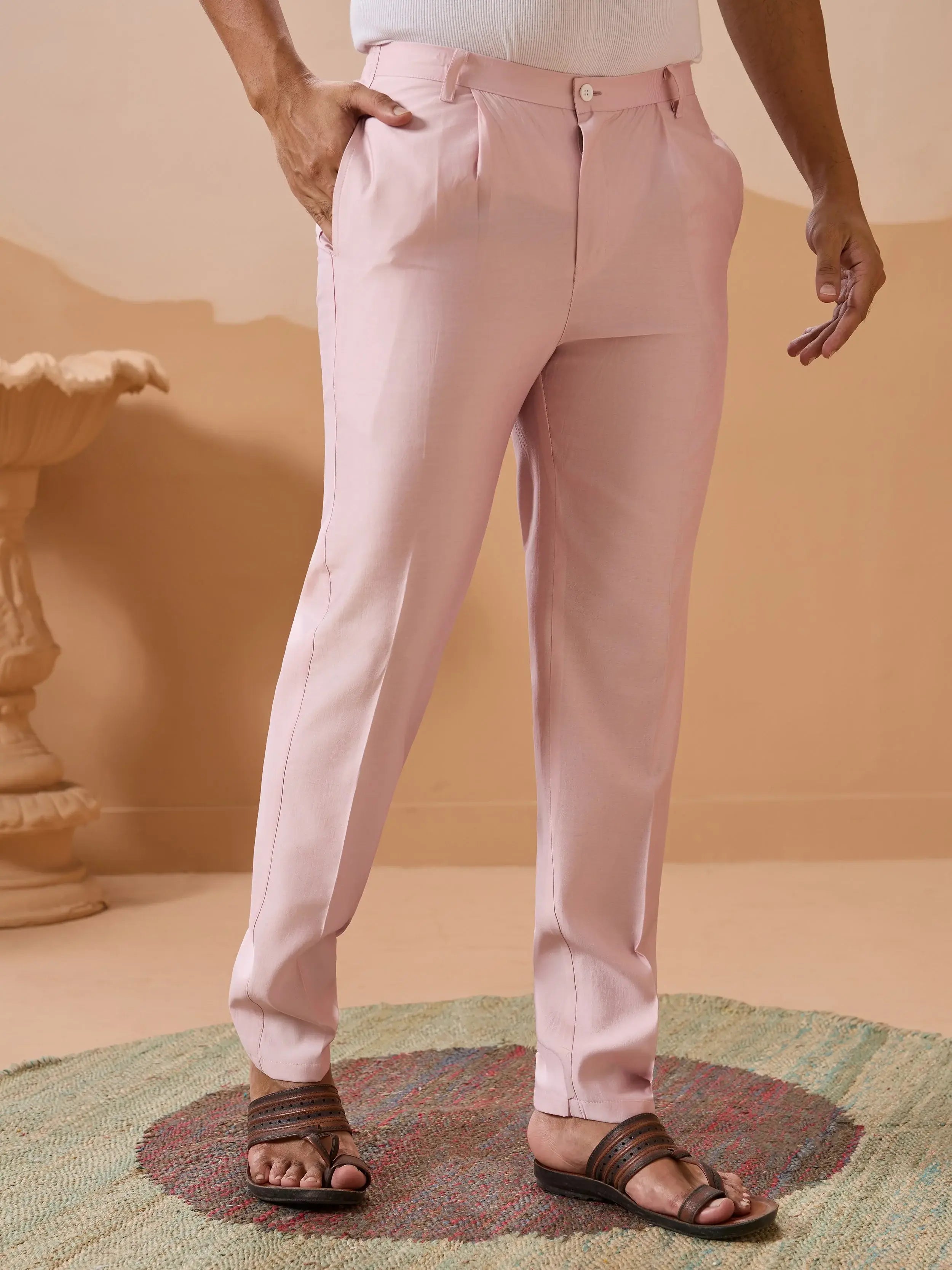 Impressive Pink Thread Embroidered Silk Men’s Kurta Set With Jacket