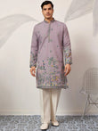 Amazing Purple Thread Embroidered Silk Function Wear Men’s Kurta 