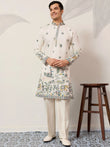 Beautiful White Thread Embroidered Silk Festival Wear Men’s Kurta 
