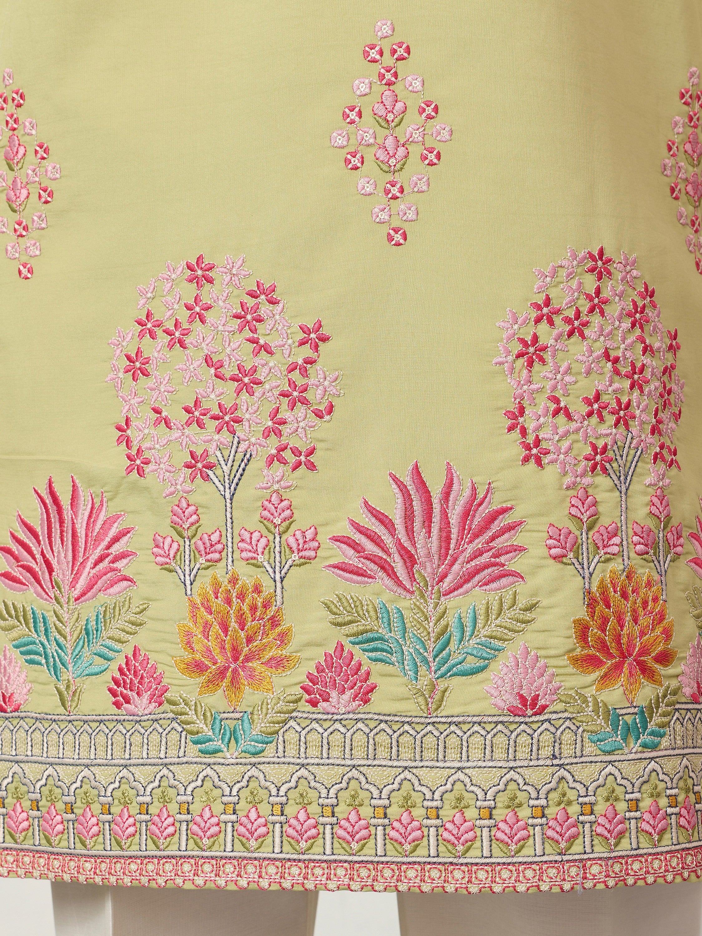 Captivating Green Thread Embroidered Silk Wedding Wear Men’s Kurta