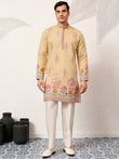Fabulous Beige Thread Embroidered Silk Festival Wear Men’s Kurta