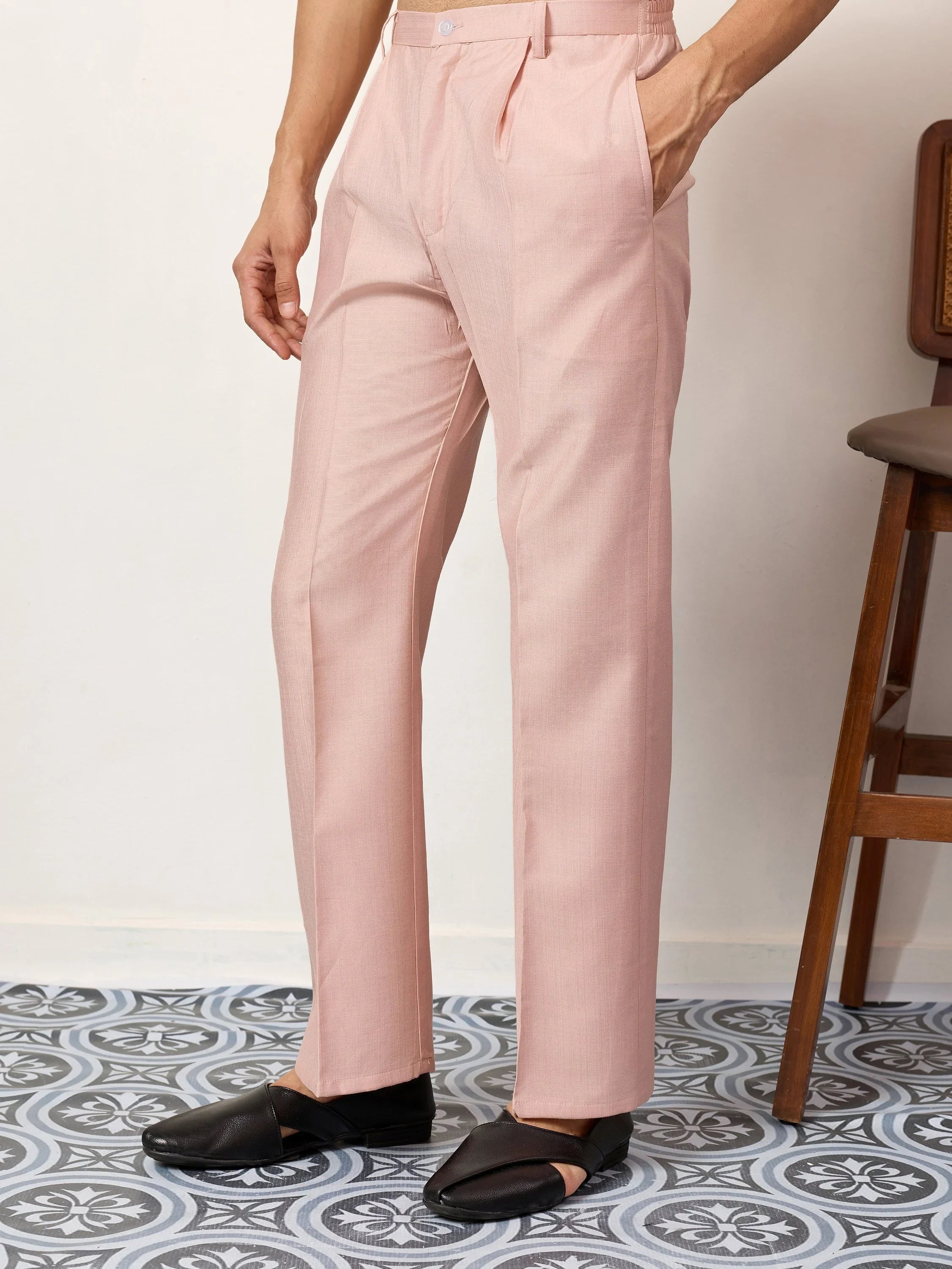 Awesome Peach Embroidered Silk Festival Wear Men’s Kurta With Koti