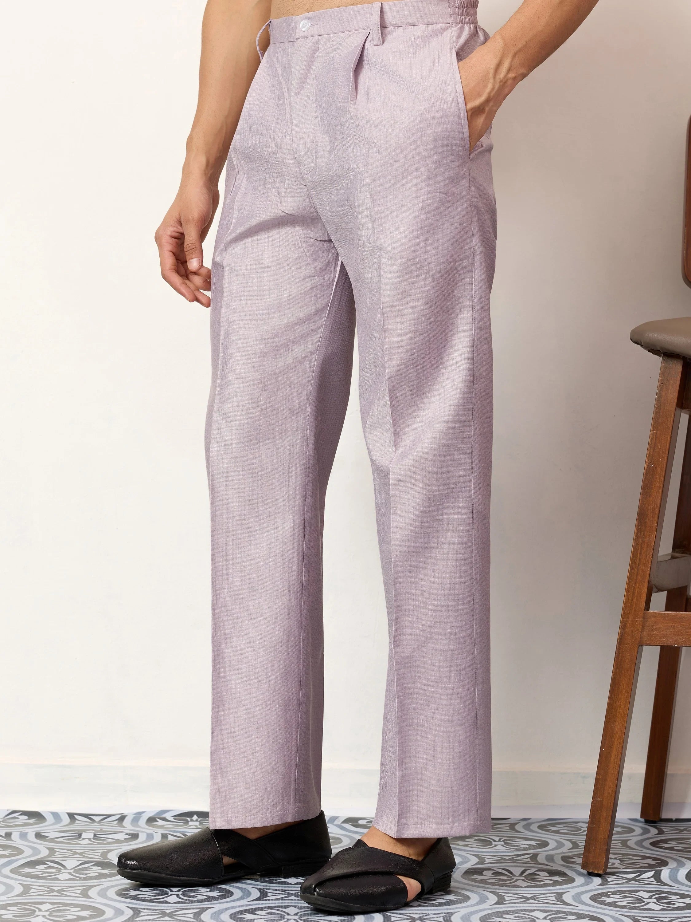 Dazzling Lavender Embroidered Silk Wedding Wear Men’s Kurta With Koti