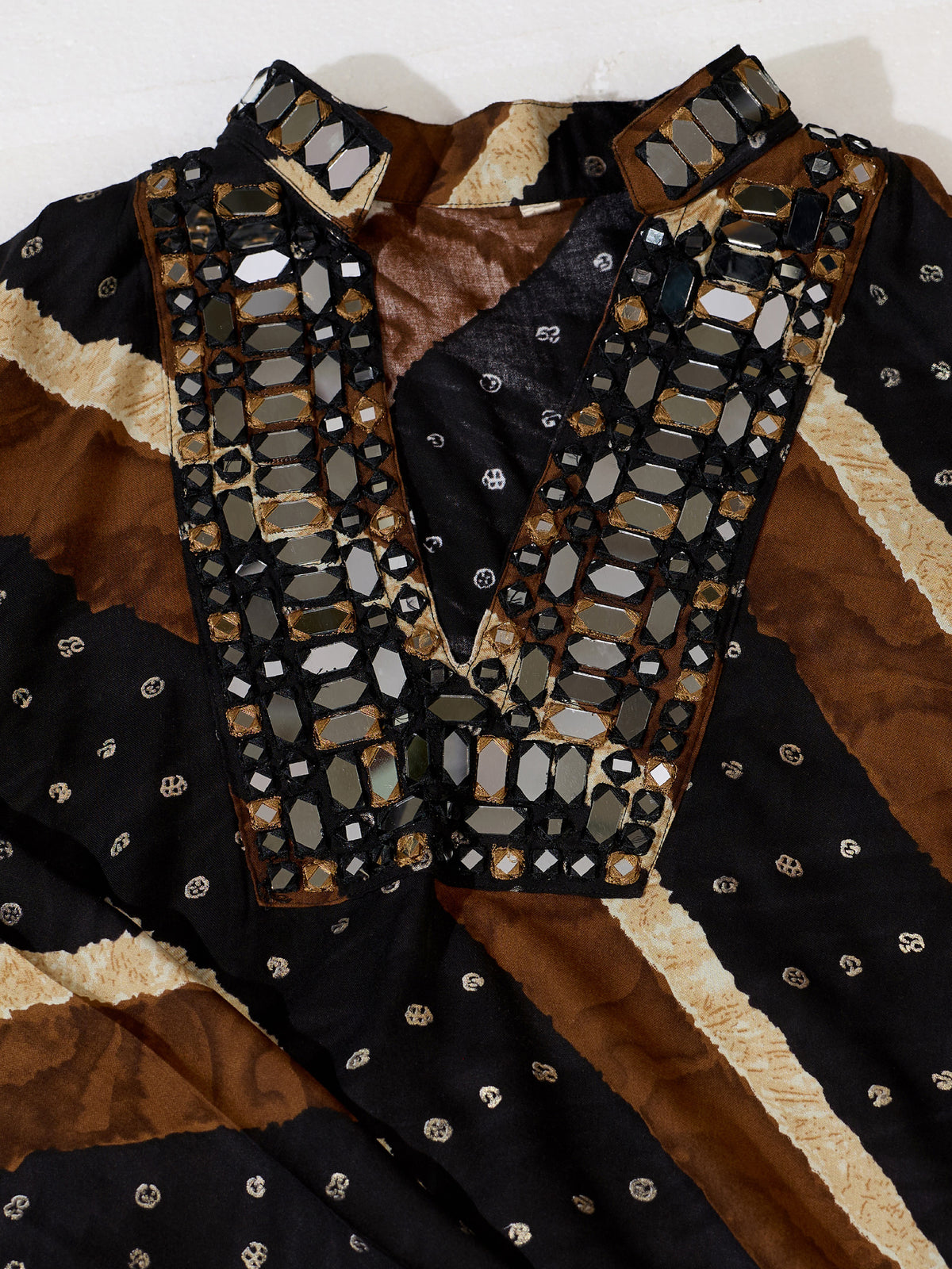 Classic Black Leheriya Printed Rayon Navratri Special Men's Kurta