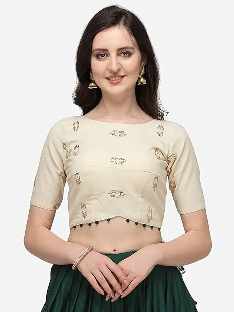 Timeless Green Cotton Sequins Work Traditional Crop Top Lehenga